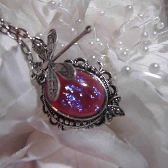 DRAGONS BREATH FIRE OPAL STONE NECKLACE DRAGONFLY - Picture 9 of 12